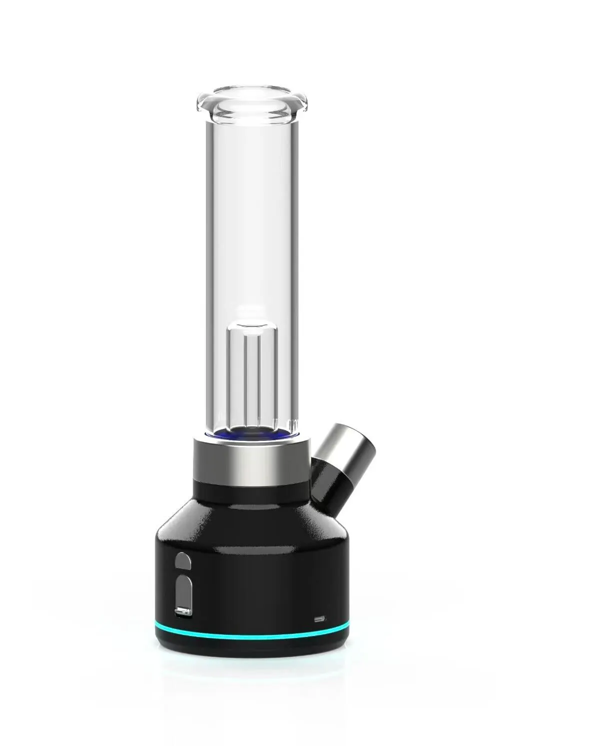 Electric flower bong (eBong) with dome base and tree-perc water filtration — electric combustion of dry flower, not vaping